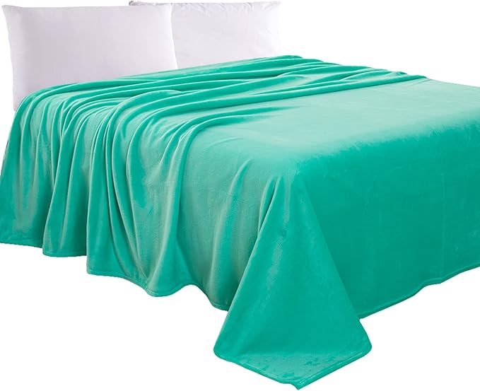 Elegant Comfort Luxury Velvety Feel Blanket, All-Season Lightweight Blanket, Ultra Plush, Soft, Cozy-Fuzzy Flannel Fleece for Couch, Sofa, Bed, Travel, Solid Design, King/California King, Tiffany