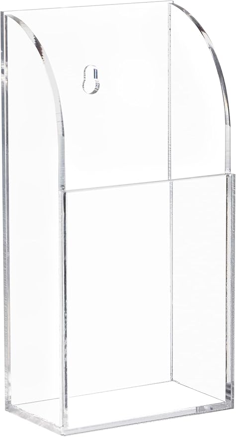 HBlife Acrylic Remote Holder Organizer, Clear TV Remote Control Holder Wall Mount Remote Caddy for Bedside, Media Organizer Storage Box 1 Compartment