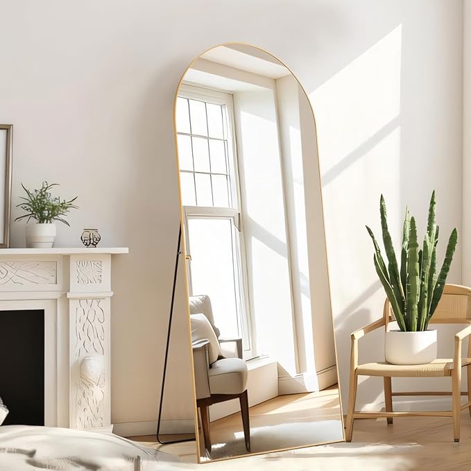 Mirror Full Length, Upgraded Body Wall Mirrors with Shatter-Proof Glass, Floor Standing, Hanging or Leaning, Tall Mirror with Stand Aluminum Alloy Frame for Bedroom Cloakroom