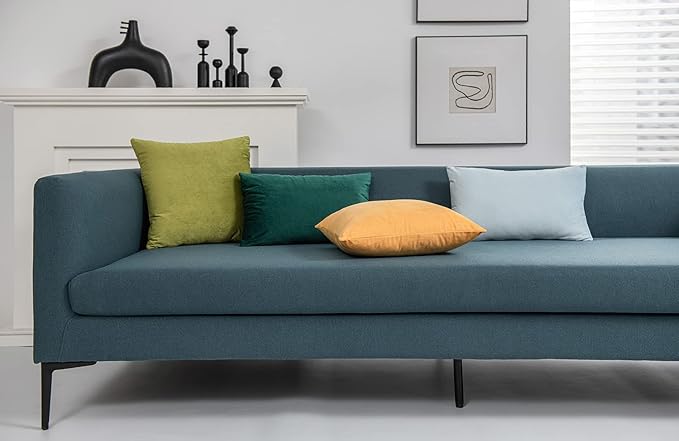DEZENE Throw Pillow Covers 22x22 Chartreuse: Pack of 2 Cozy Soft Velvet Square Modern Luxury Decorative Throw Pillow Cases for Sofa Couch Living Room Bed Home Decor