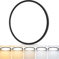 12 Inch 3200LM Dimmable LED Flush Mount Ceiling Lights, 24W Black Ceiling Light Fixtures, 2700K/3000K/4000K/5000K/6500K 5 Color in One, Ultra Thin Round Lamps for Kitchen, Bedroom, Hallway, 1-Pack