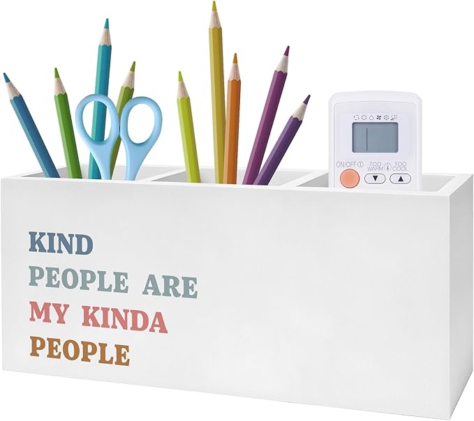Kind People Are My Kinda People Pen Pencil Holder, Teacher Appreciation Gifts, Positive Affirmations Humorous Pencil Pen Holder Organizer for Teacher Office Desk Accessories