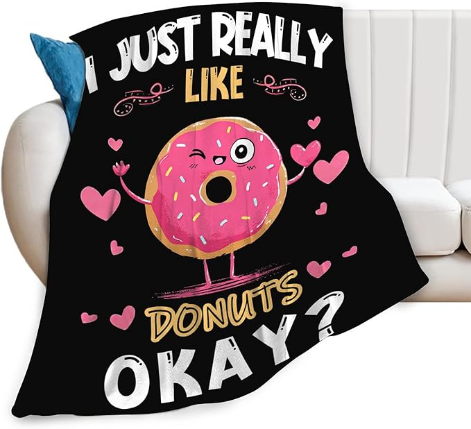 Donut Blanket for Girls Women Boys Men Adults Kids Soft Cozy Fleece Dessert Cake Throw Blankets Lovers Gifts Warm Flannel Plush Lightweight Decor for Couch Bed Sofa 50"X40"