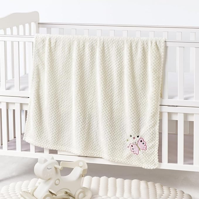 CREVENT 2Pcs 30''X40'' Cute Cozy Fluffy Warm Baby Blankets for Infants Toddlers' Bedding Crib Cot Stroller - Grey Cloud + Butterfly