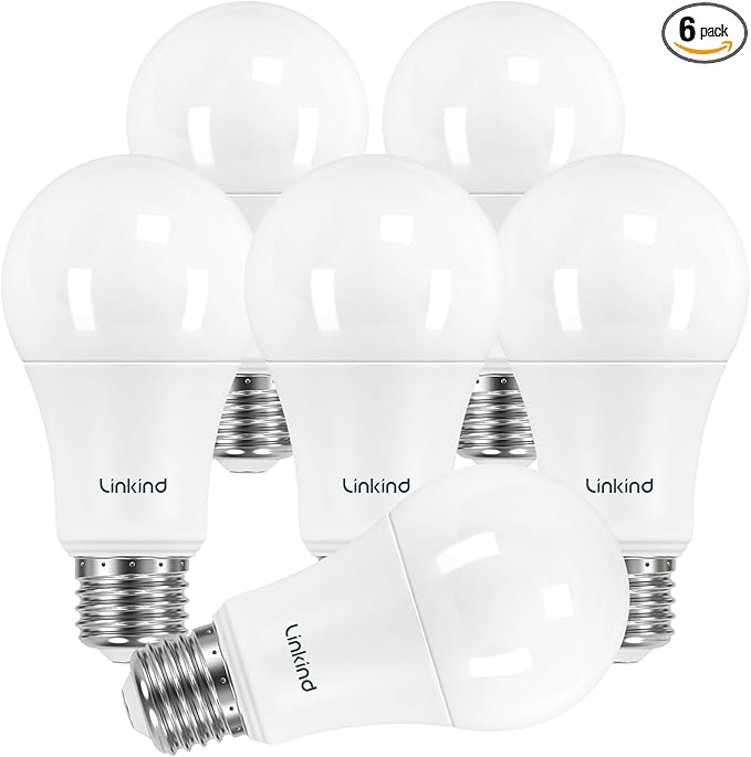 Linkind A19 LED Light Bulb, 75W Equivalent, 11.5W 2700K Soft White, 1100 Lumens Non-Dimmable LED Bulb, E26 Standard Base, Energy Efficient UL Listed, 6 Pack Led Lights for Bedroom Home Office