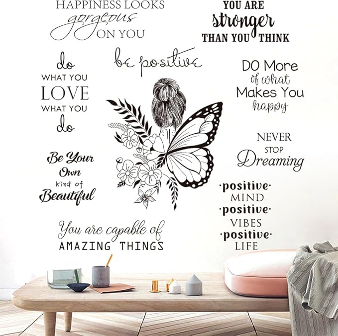 Inspirational Wall Decals Peel and Stick Vinyl Quotes Wall Decor Motivational Positive Saying Wall Art for Living Room Bedroom Office Bathroom Home Decor Stickers Decor