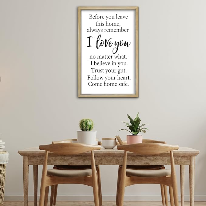 RLWangChao Before You Leave This Home Wall Decor Art 16"X11" I Love You Sign Inspirational Quotes Family Entryway Wood Framed Wall Hanging (Wood)