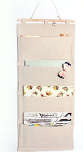 Co-link Linen/Cotton Fabric Wall Door Cloth Hanging Storage Pockets Books Organizational Back to School Office Bedroom kitchen rectangle Home Organizer Gift (4 Pockets)