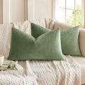 MIULEE Velvet Throw Pillow Covers 12x20 Inch, Pack of 2 - Sage Green, Soft Solid Lumbar Decorative Pillow Covers Modern Luxury Home Decor for Spring Couch Sofa Bedroom Livingroom