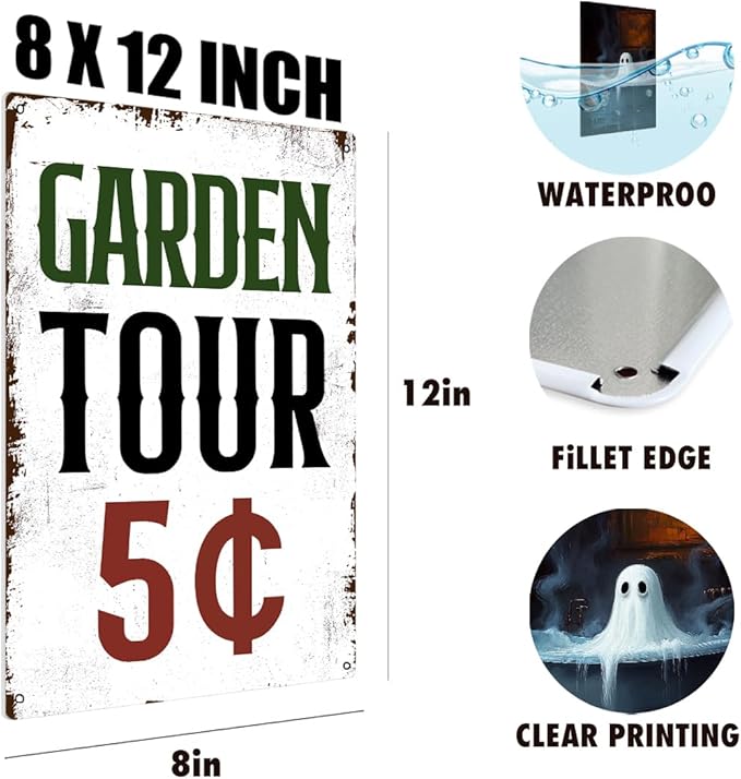 Metal Garden Metal Tin Sign Outdoor Gardening Signs, Retro Hummingbird Welcome Sign Decorative Flower Sign Cute Signs Vintage Secret Decor Farm Home Decor Wall Personalized 12×8 Inch