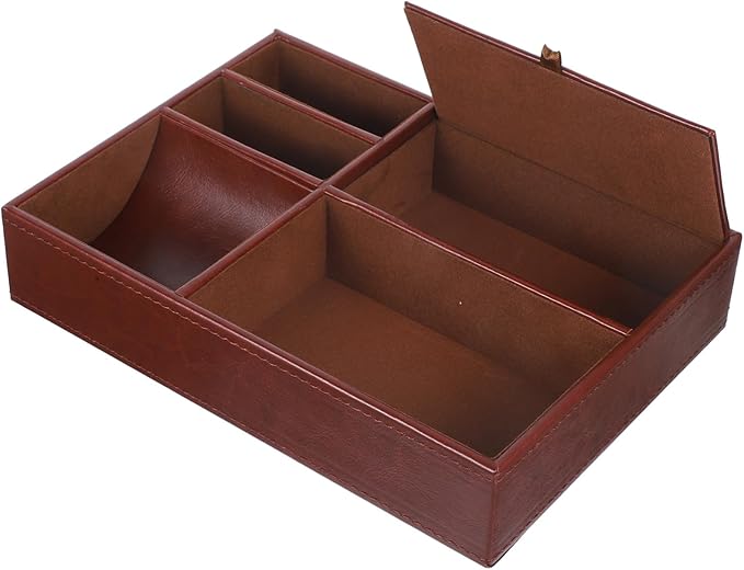 Nightstand Jewelry Box Faux Leather Storage for Phone Keys Wallet Watch Glasses Multi-compartment Organizer for Home and Office for Jewelry and Accessories Storage