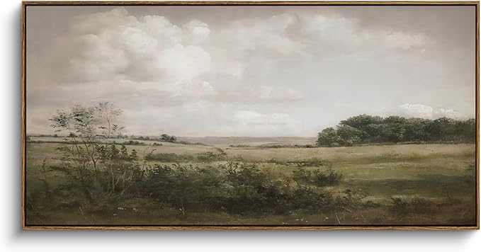InSimSea Extra Large Framed Vintage Wall Art, Living Room Country Farmhouse Decor, Wilderness Landscape Paintings, Canvas Prints, Retro Farm Long Picture for Bedroom Above of Bed,24x48inch