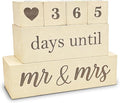 6 Pcs Wooden Engagement Gifts for Couples Wood Engagement Party Decorations Block Wedding Day Countdown Calendar Fiance Gifts for Women Future Mr Mrs Newly Engaged Couples, Khaki