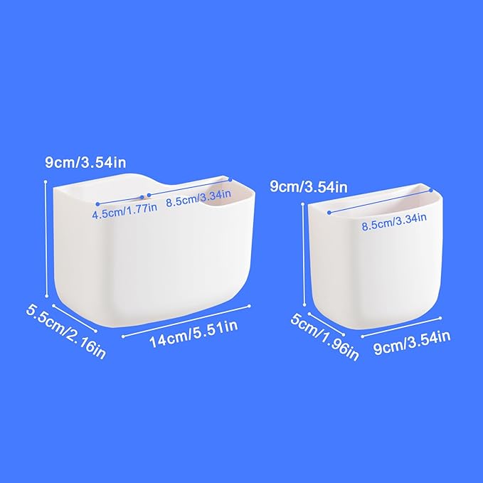 SUNFICON Wall Mount Remote Holder TV FAN Remote Control Holder Bedside Caddy Wall Organizer Phone Holder for Office Adhesive Media Player Controller Holder Box Tray Home Desk Nightstand White 6 Small