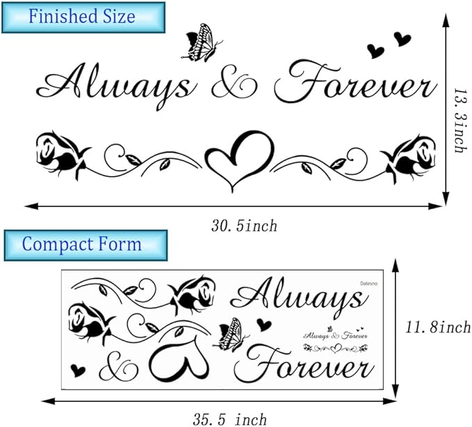 Always & Forever Vinyl Wall Decals - Inspirational Family Wall Decor Sticker for Bedroom & Living Room