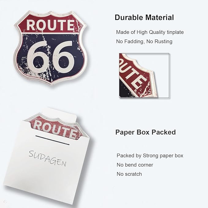 Route 66 Signs Vintage Road Signs High Way Metal Tin Sign for Wall Decor 12" x 12" (Route 66)