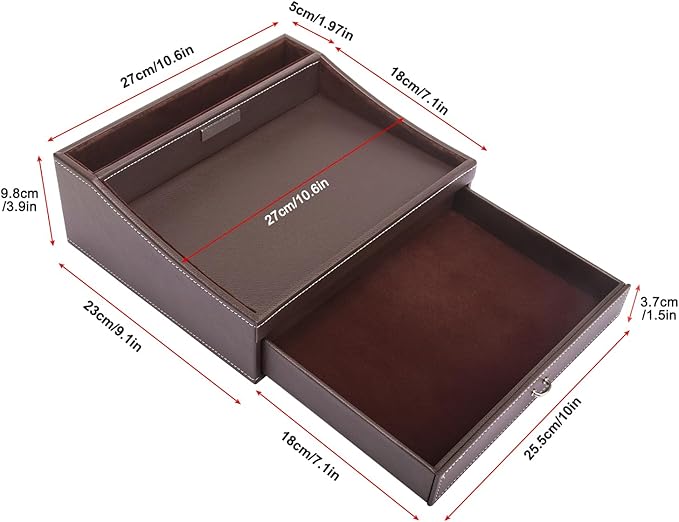 Baoyun Fathers Day Nightstand Organizer for Men, Mens Jewelry Box, Mens Dresser Organizer Countertop, Large Capacity Leather Valet Tray for Phones Pad Wallet Key Birthday Gifts for Men