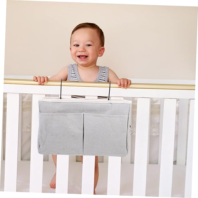 Cabilock Practical Hanging Bedside Storage Basket Multipurpose Pouch Pockets Dorm Bed Bunk Loft College Dorm Rooms Baby Rails Bedroom Living Room
