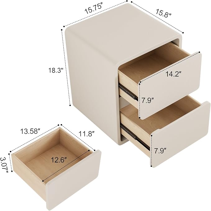 AQIMUELE Bedside Table, Night Stand with Drawers,Small Night Stand with Leather Surface for Bedroom