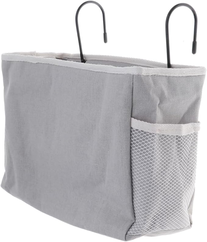 Luxshiny 1Pc Felt Fabric Bedside Storage Bag Organizer Grey Hanging Container for Dorm Car Bed Rails for Phone Snacks Books Chargers Versatile Storage