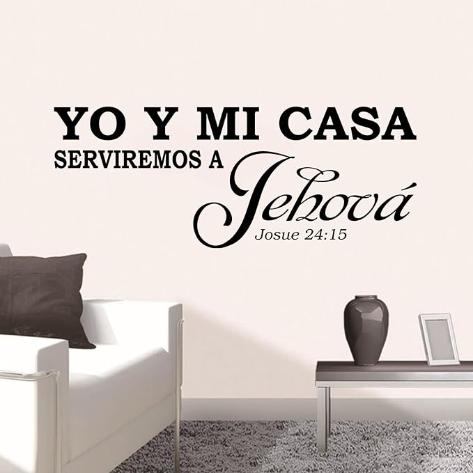 Bible Verse Wall Decals for Adults: Christian Spanish Quotes Inspirational Vinyl Art Wall Decals for Living Room - Yo Y Mi Casa Serviremos A Jehová 32" X 12.5"