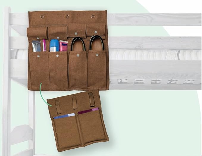 Gilbins Bedside Storage Caddy Cotton Canvas Bed Storage Pocket Bedside Organizer Hanging Bunk Organizer for Camp, College Dorm Rooms Burgundy