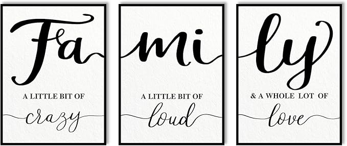 Family Quotes Wall Art Decor: 3 Piece Family Sign Framed 12"x16" Farmhouse Wall Art for Living Room Dining Room,Love Quote Art Wall Art Prints Modern Minimalist Bedroom Wall Decor