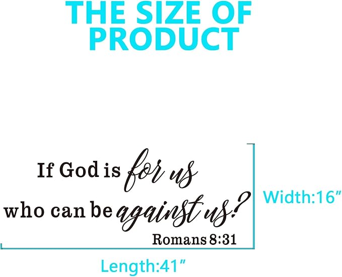 Bible Verse Wall Decals for Bedroom: Christian Quotes Inspirational Living Room Vinyl Art Wall Stickers - If God is for Us Who can be Against US 41" X 16"