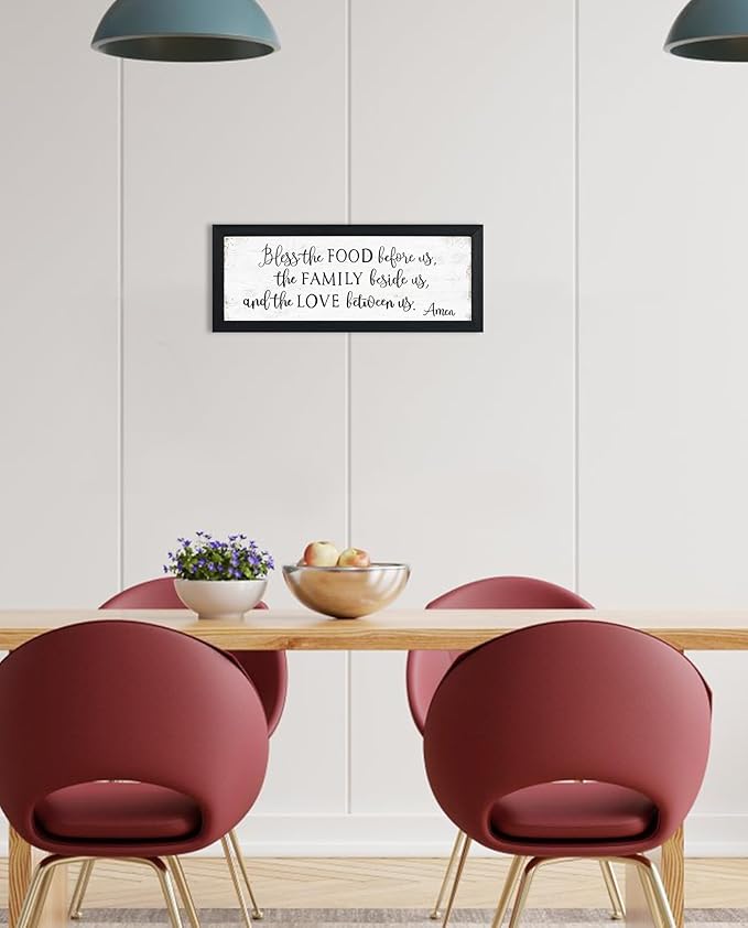 Bless The Food Before Us Wall Decor:Farmhouse Kitchen Signs Wall Decor Bible Verse Quotes Christian Wall Art Modern Rustic Farmhouse Dining Room Decor Black Frames Hanging Plaques 6" x 15"