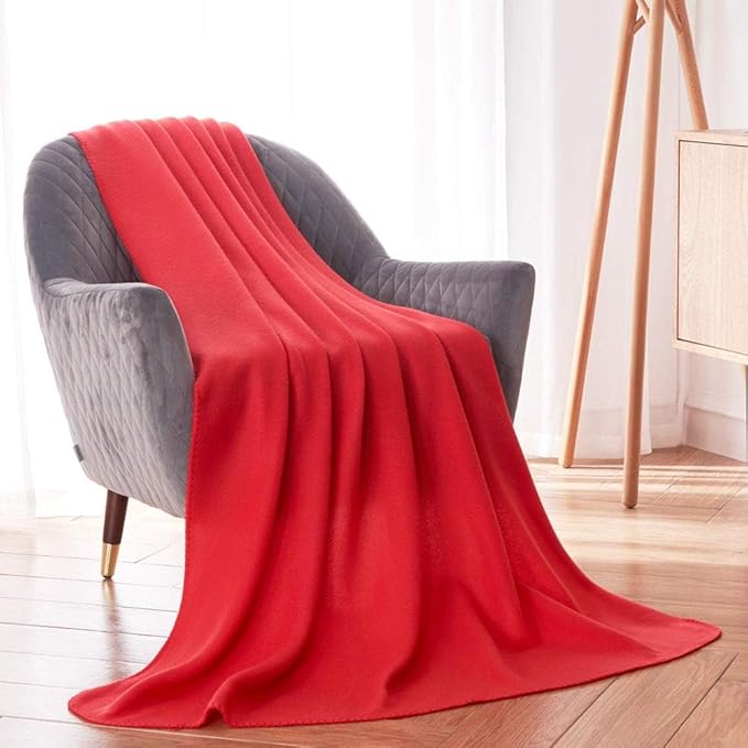 CAI TENG Fleece Throw Blankets Bulk Soft Lightweight Solid Warm Kids Blanket Cozy Christmas Fleece Blanket for Couch Bed Travel Wedding Gifts Outdoor 6 Pack Red 50 x 60 inch