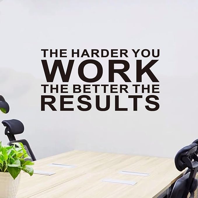 AnFigure Gym Quotes Wall Decals: Inspirational Office Vinyl Art Wall Stickers for Garage Classroom School Workspaces - The Harder You Work The Better The Results 28.6"X15"
