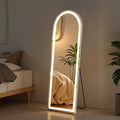 NEWBULIG Arched Full Length Mirror with Stand 21"×63", LED Light Floor Standing with 3 Color Lighting for Bedroom Body Hanging Modern Simple Home Decor Wall Living Room Cloakroom