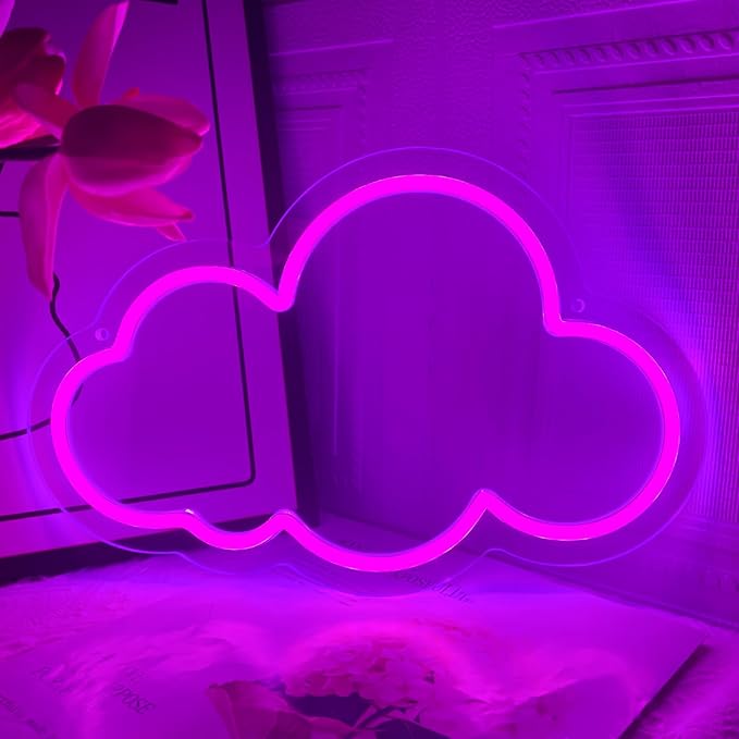 Cloud Neon Sign Cute Purple Clouds LED Light Sign for Wall,13 * 7.9in Dimmable USB Floating Clouds Light Up Sign for Living Room Kid Bedroom Nursery Birthday Christmas Wedding Party decor