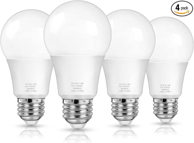 MAXvolador A19 LED Light Bulbs, 100 Watt Equivalent, Warm White 2700K, 1500 Lumens, E26 Base, Non-Dimmable, 13W Bright LED Bulbs, 4-Pack