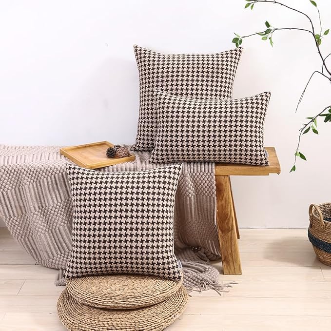 The Perfect Combination of AMAROTI Coffee Color and Gray, Exquisite Windmill Texture Pattern, 18X18 inch Farmhouse Living Room Sofa More Upscale Enjoy Jacquard Craft and Velvet Texture Fabric