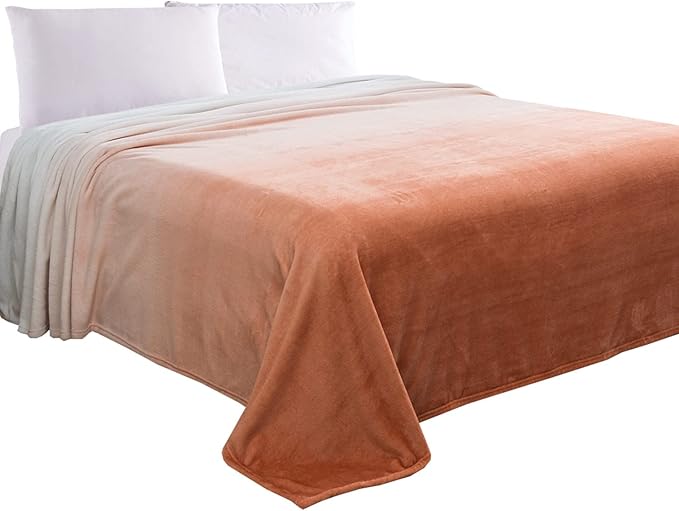 Elegant Comfort Luxury Velvety Feel Blanket, All-Season Lightweight Blanket, Ultra Plush, Soft, Cozy-Fuzzy Flannel Fleece for Couch, Sofa, Bed, Travel, Ombre Design, Twin/Twin XL, Dusty Rose