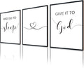 Bnesi Large 3 PCS Bedroom Wall Decoration Give It To God and Go To Sleep Sign Bedroom Wall Decor Set Black And White Wall Art for Bedroom Wall Decor Above Bed Unique Wall Art (God)