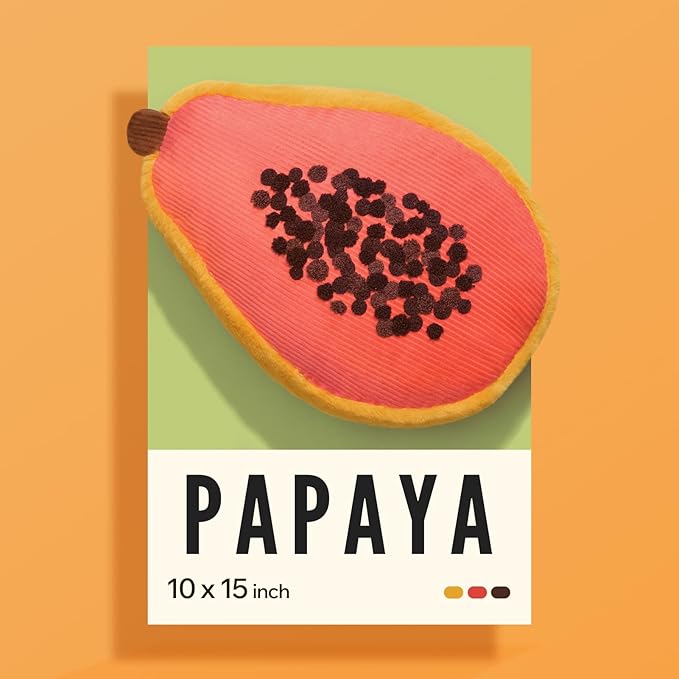 Phantoscope Papaya Shaped Throw Pillow, Fruit Themed Cushion for Couch, Bed and Chair, Pink, 10 x 15 inches