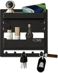 Bedside Wall Shelf Organizer – Black Floating Wall Shelf with Adhesive Mount, Space-Saving Bedside Organizer for Dorm Room & Bedroom Storage – Modern Room Decor for College Girls & Teens (Black)