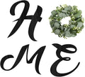 Wood Home Sign with Artificial Eucalyptus Wreath for O, Hanging Farmhouse Wall House Decor Wood Letters for Wall Art Rustic Home Decor, Wall Decor for Living Room Kitchen Entryway (Black)