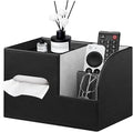 PU Leather Tissue Box Cover Square, Tissue Box Holder Organizer with Storage Tray and Remote Control Holder for Bathroom Countertop Night Stands Bedroom Office Desk,Napkin Caddy Decorative Black