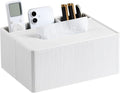 Tissue Box Cover Rectangle with 2 Compartments Remote Holder, PU Leather Tissue Box Holder Rectangle for Livingroom NightStand, Tissue Holder for 120(3-Ply)/160(2-Ply) Tissue Box (Ivory)