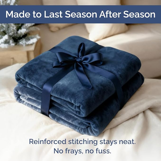 Ultra Soft Fleece Blanket Twin Size - Flannel Fleece Luxury Twin Blanket - Lightweight for Couch Bed Chair - Thick, Warm and Breathable - All Season Cozy Fuzzy, Anti-Static Microplush Bedding, Navy
