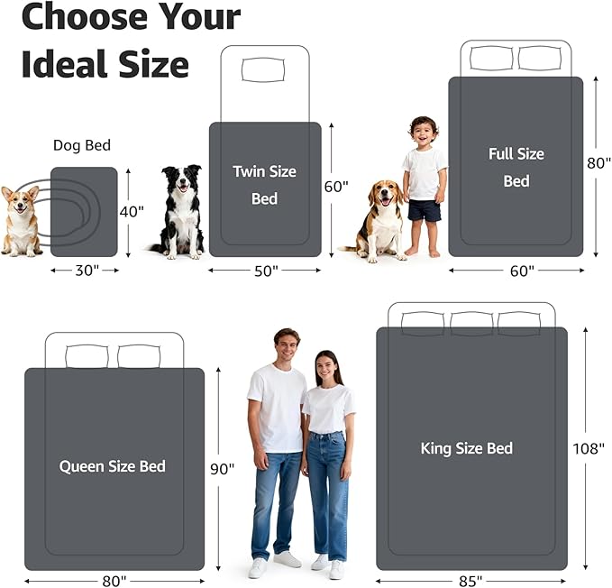 LOOBANI Waterproof Blanket for Bed: Reversible Soft Flannel Queen Bed Blanket 80" x 90", Waterproof Dog Blankets for Large Dogs, Spill-Proof Cover for Furniture Protection, Movie Time, Green