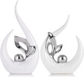 XMGZQ White and Silver Ceramic Statues for Home Décor Accents,Abstract Art Mid Century Modern Decor,Elegante Centerpiece Table Decorations,Sculpture for Entryway,Tv Stand,Mantel,Coffee Table