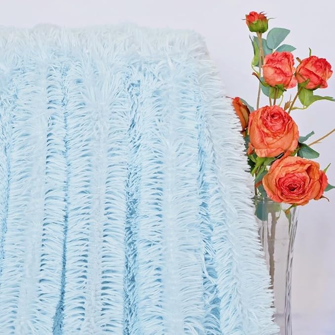 Plush Super Soft Blanket Bedding Sofa Cover Furry Fuzzy Fur Warm Throw Qulit Cozy Couch Blanket for Winter (63"x79", Light Blue)
