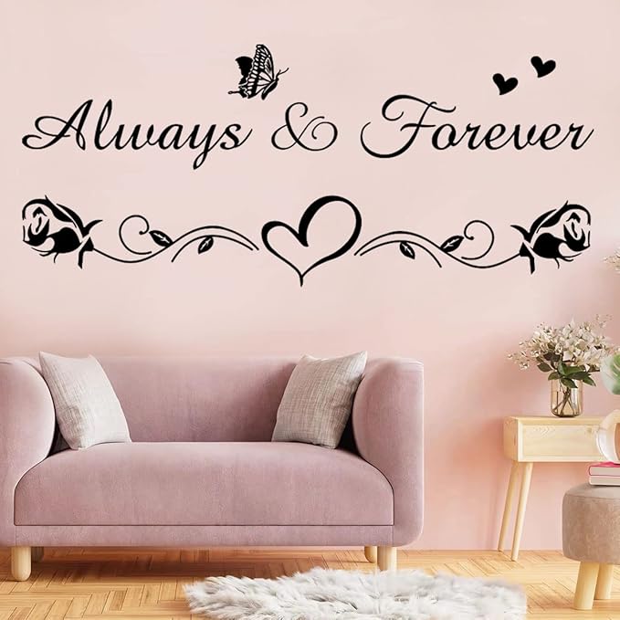 Always & Forever Vinyl Wall Decals - Inspirational Family Wall Decor Sticker for Bedroom & Living Room