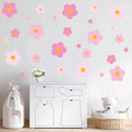 81 Pieces Wall Decal Flower Stickers - Removable Peel & Stick Wall Decals for Kids' Girls Room Decor(Pink)