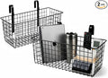 2 Pack Metal Hanging Bedside Basket for Bunk Beds & Collage Dorms - Cabinet Wire Organizer for Storage, Multi-Use Large Organizing Caddy for Bedroom, Office (Black/Large)