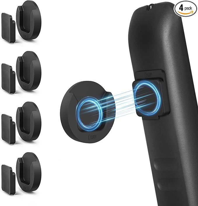Magnetic Remote Control Holder Wall Mount, 4 Pack TV Remote Control Holder for Fan/Air Conditioner, Self-Adhesive Bedside Caddy for TV Backside/Bedroom/Office/RV Home Organizer Storage(Black)